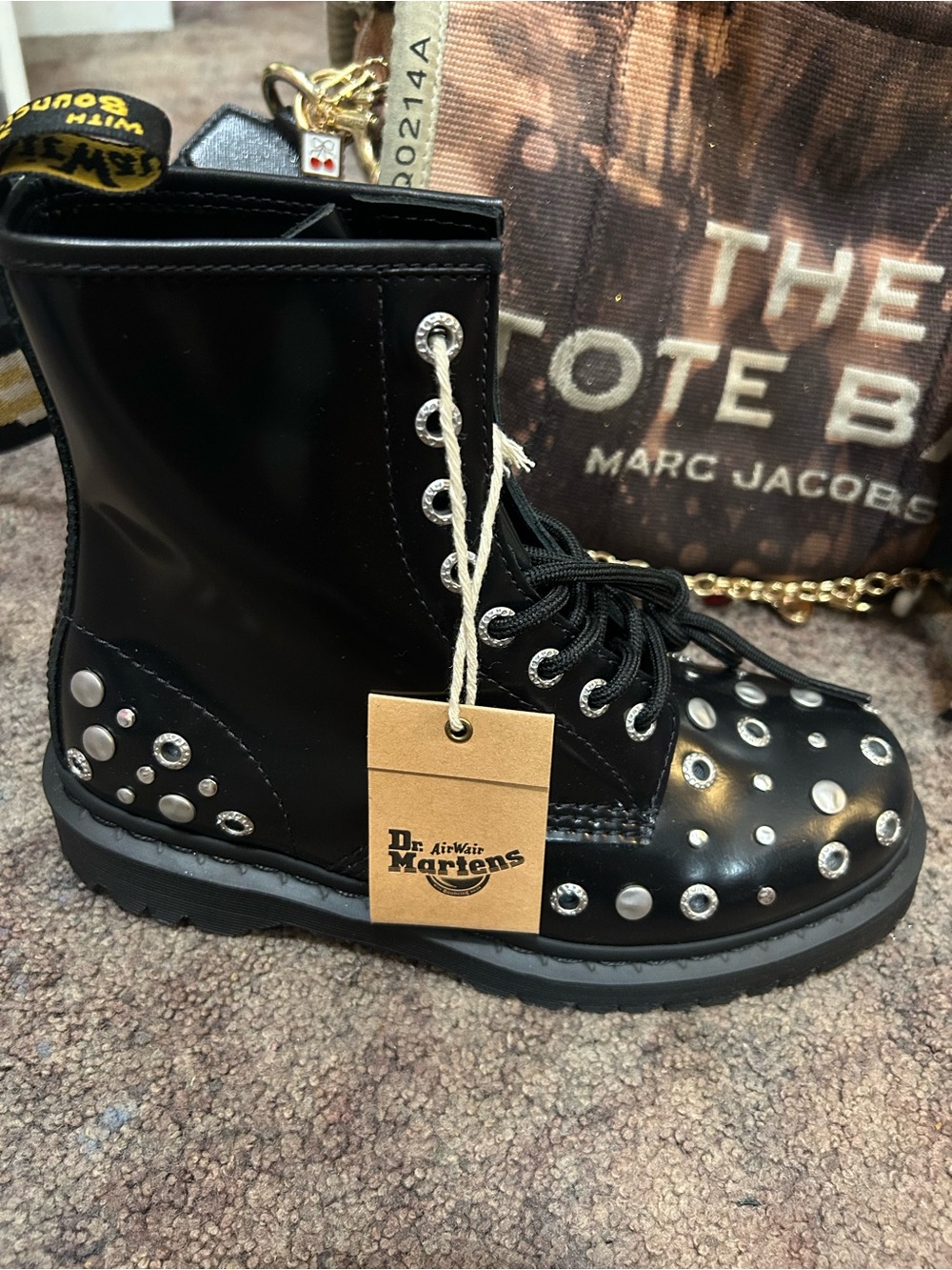 Women’s Dr. Martens Black Studded Lace-Up Combat Boots